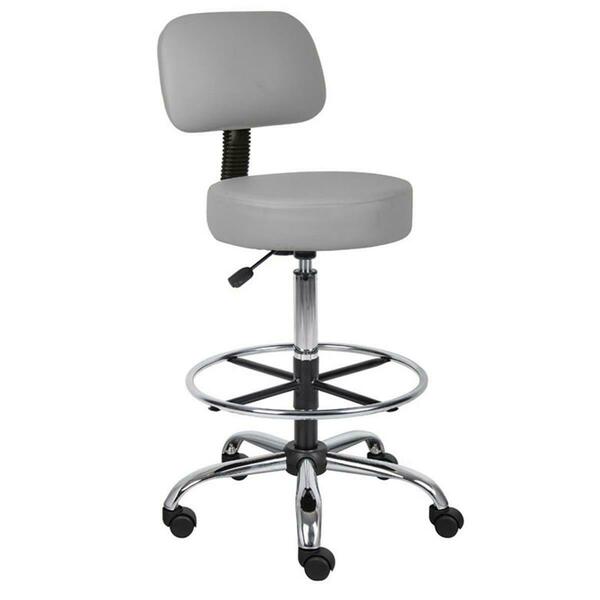 Norstar Caressoft Medical Drafting Stool with Back Cushion and Foot Ring- Grey B16245-GY